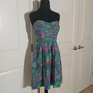 SHOSHANNA Teal Blue Silk Chiffon Strapless Mini Dress